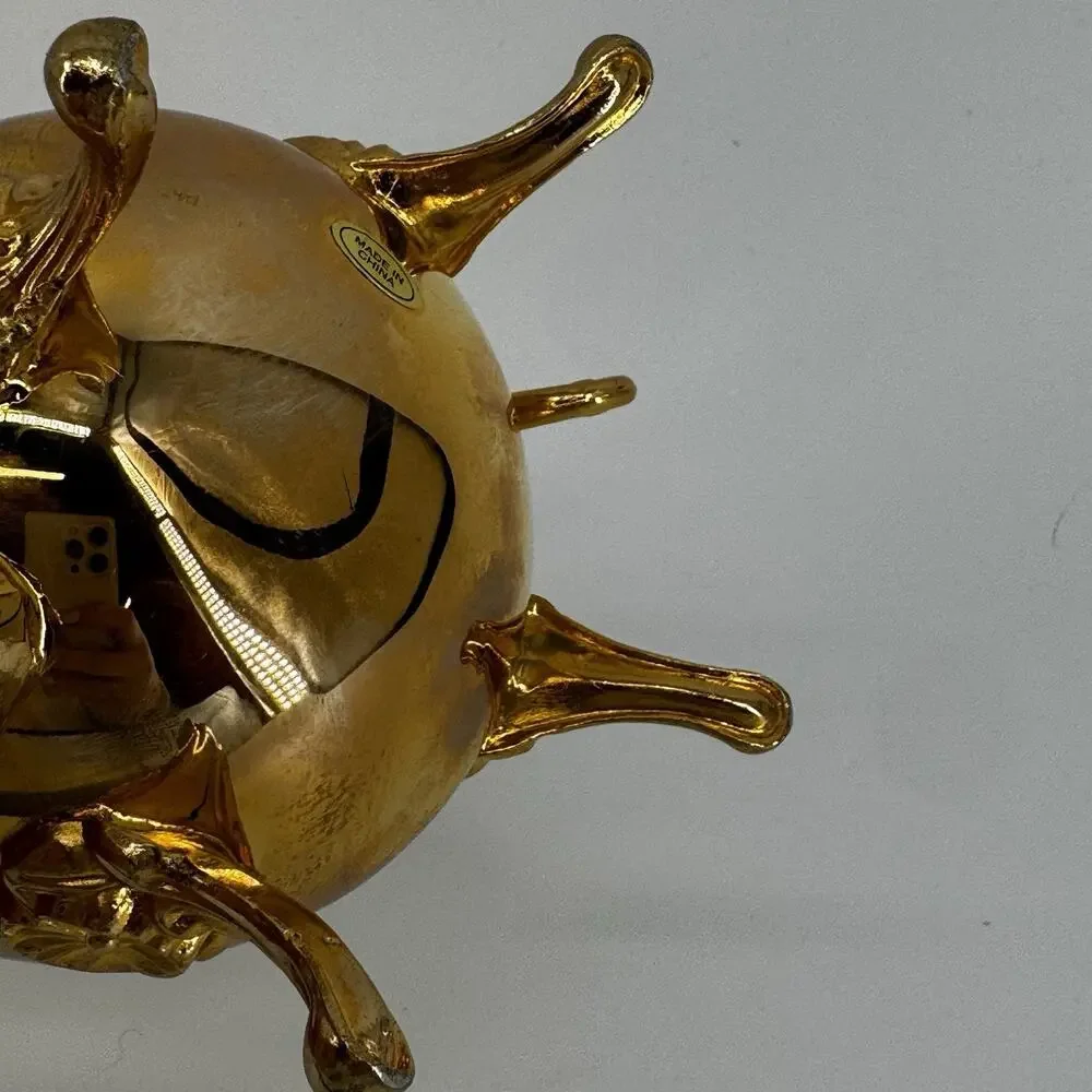 Shiny Brass/Gold Regency Lidded Coffee Pot Vintage Tablescape 9in Tall